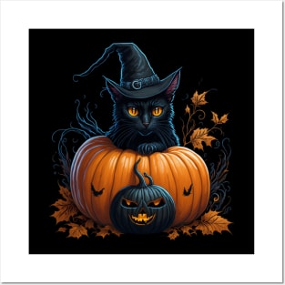 Cat In The Pumpkin Posters and Art